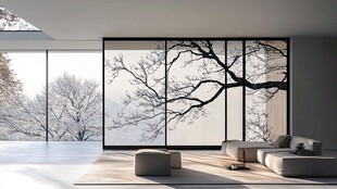现代极简风客厅与窗景