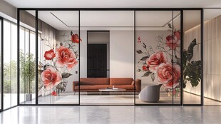 玫瑰装饰的现代简约客厅