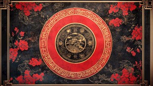 中式传统龙纹花卉背景图