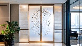 现代办公室精致玻璃双开门