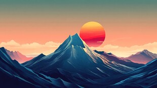 夕阳下的壮丽山脉景观