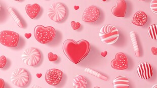 甜蜜心形糖果梦幻场景