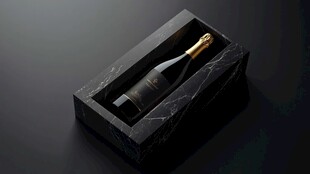 黑色大理石盒中的香槟瓶