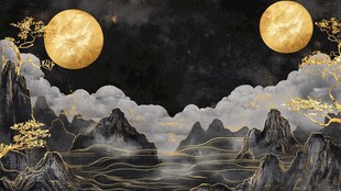 双月映山中式奇幻意境