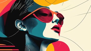 时尚墨镜女士的艺术形象