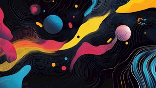梦幻宇宙抽象艺术插画