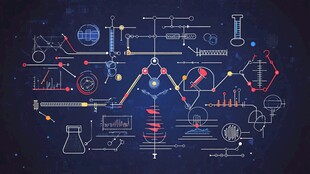 科技实验元素抽象插画