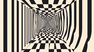 黑白几何视觉迷宫图案