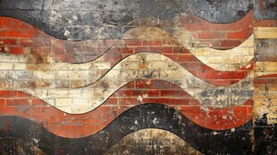 波浪图案的复古砖墙