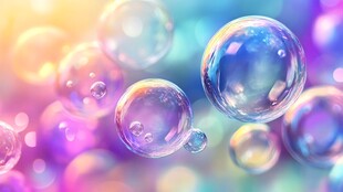 梦幻多彩泡泡在空中漂浮