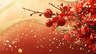 喜庆红梅贺岁背景图