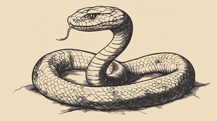 盘绕的蛇手绘艺术图