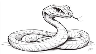 盘绕的眼镜蛇线条画