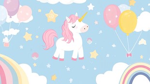 梦幻独角兽的童话天空