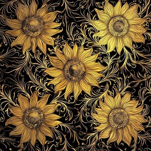金色向日葵花纹装饰图案