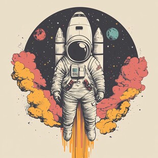 宇航员乘火箭遨游太空