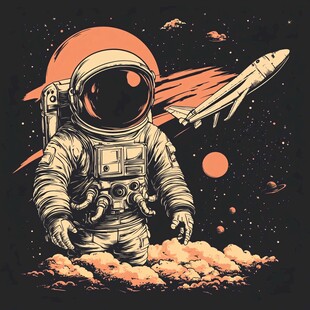 宇航员在宇宙中的奇幻景象