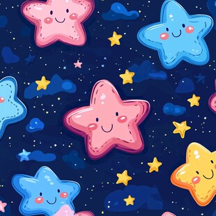 可爱星星夜空图案背景