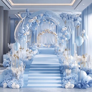 梦幻蓝调婚礼浪漫仪式区