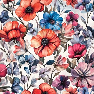 多彩花卉图案无缝背景
