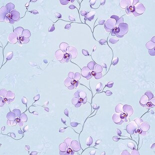淡蓝底紫色兰花花卉图案