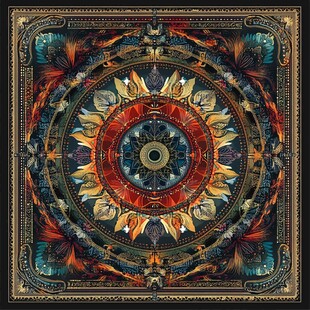 华丽复古风几何花卉装饰图案