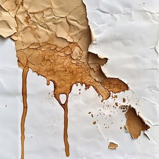 破旧纸张上的棕褐色污渍