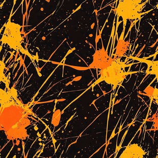 黑色背景上的橙黄泼墨图案