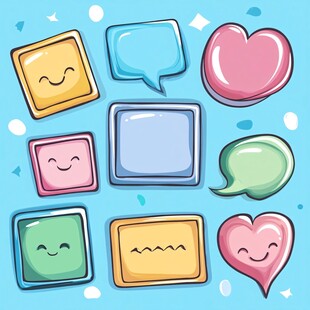 可爱多彩聊天框插画