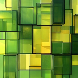 绿色透明方块立体背景图