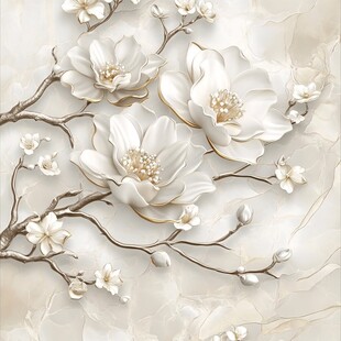 立体白玉兰墙面装饰图案
