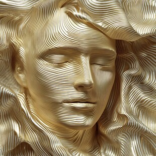 金色纹理人脸雕塑艺术
