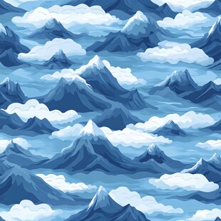 云海中的连绵蓝色山脉