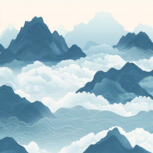 云海中的连绵山峦