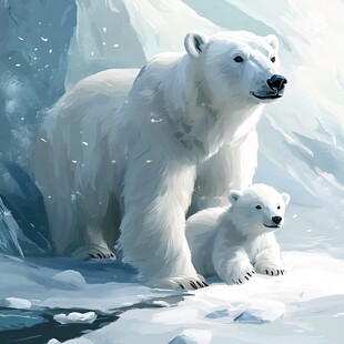北极熊母子的冰雪世界