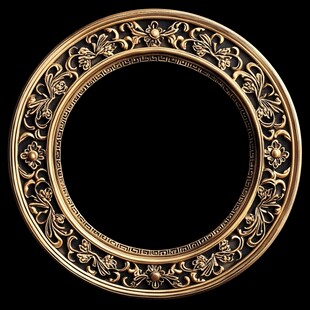 金色雕花圆形装饰边框