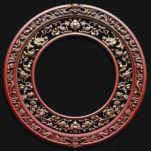 中式雕花圆形装饰框