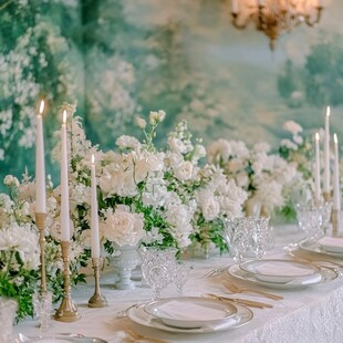 清新绿白风浪漫餐桌布置