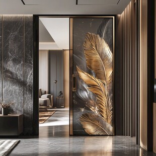 轻奢风金属羽毛装饰入户门
