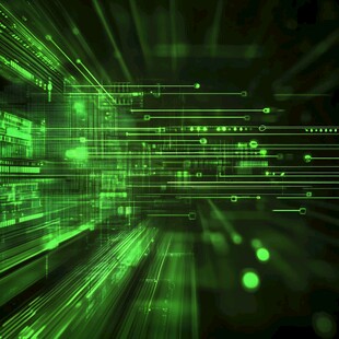 科技感绿色数字线条背景图