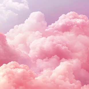 梦幻粉色云朵天空景象
