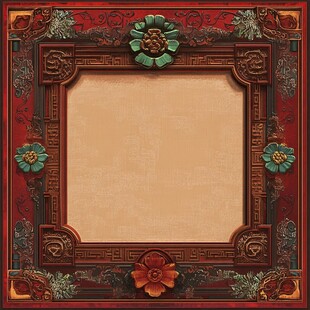 中式复古雕花边框背景图