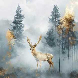 梦幻森林中的优雅白鹿