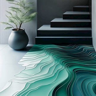 现代家居楼梯旁的创意地饰