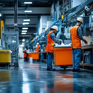 工厂工人忙碌作业场景