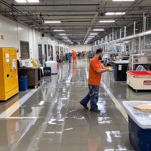 工厂内工人忙碌作业场景