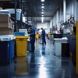 工厂内工人忙碌工作场景