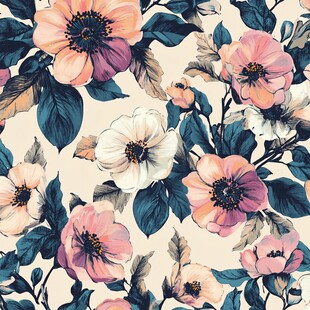 复古风花卉无缝图案设计