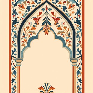 伊斯兰风格拱形花卉装饰图案