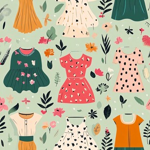 可爱风格女士服装插画